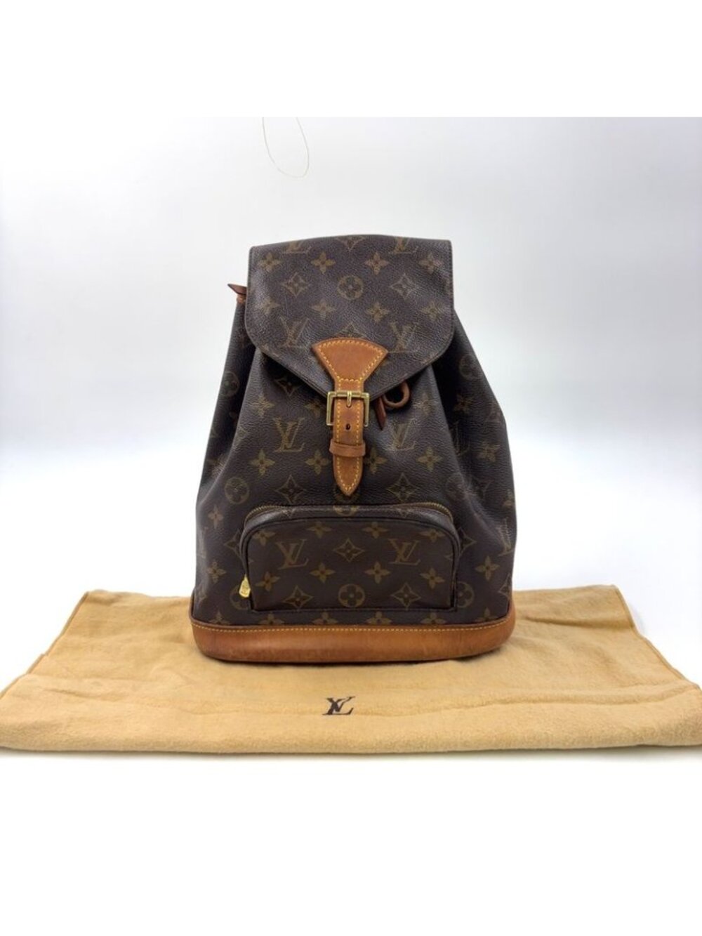 Louis Vuitton Montsouris MM Monogram Leather Brown Light Backpack Gold - Picture 15 of 15